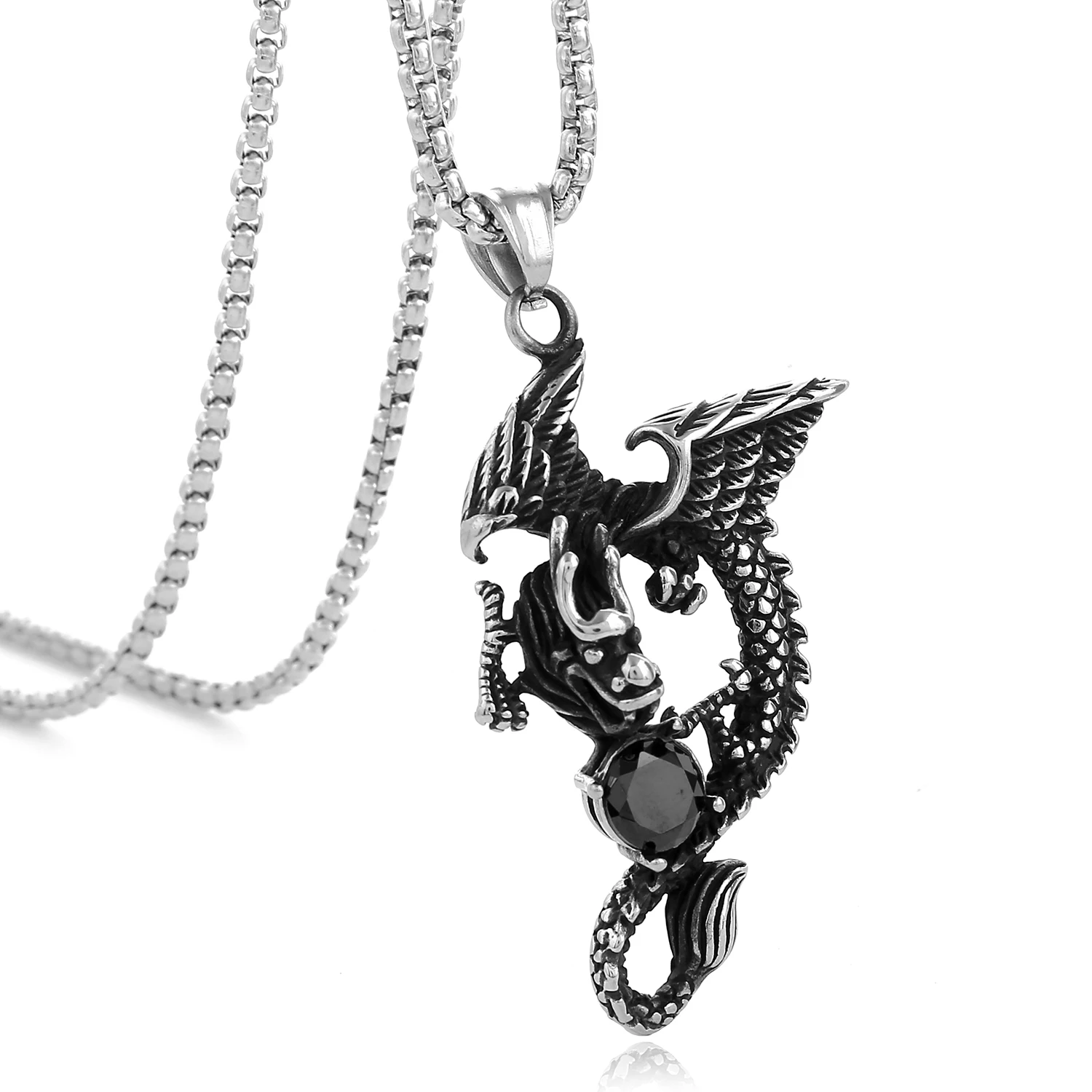 Винтажное ожерелье из нержавеющей стали дракон Skyrim подвесное уникальный