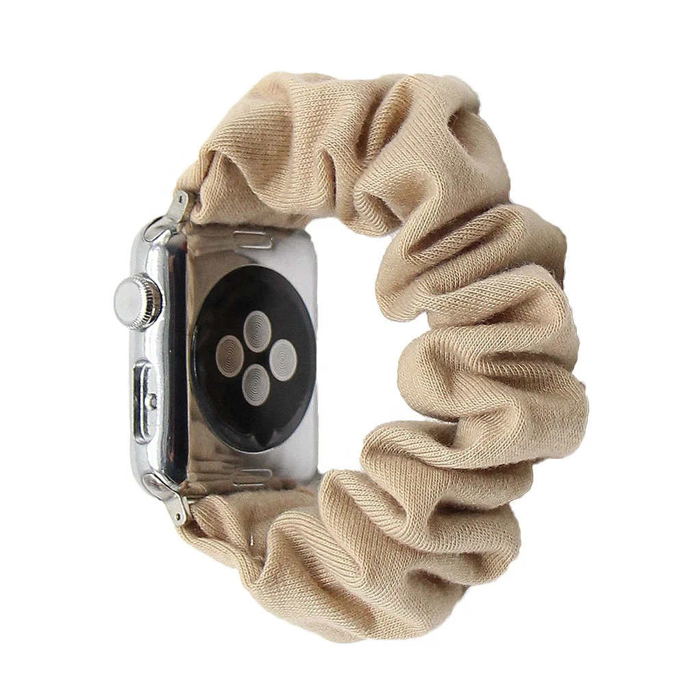 Cotton Elastic Scrunchies Smart Apple Watch Band 5 4 42mm 38mm For Girls Women Cotton Bands 40mm Series 5 4 3 2 1 44mm 40mm