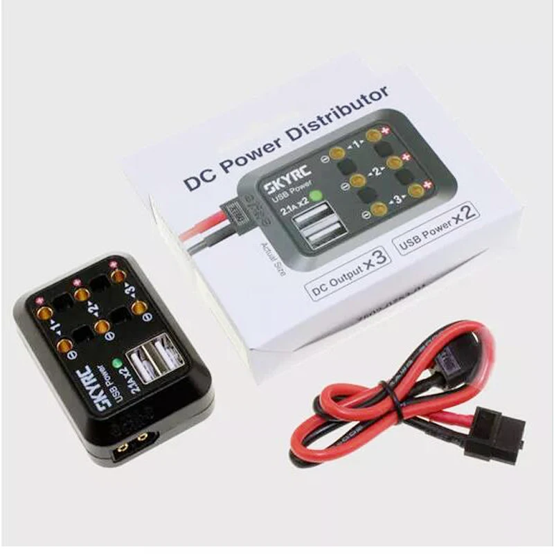SKYRC 10A DC распределитель питания USB выход 5 в с XT60/разъем банан-банан зажимы В 2.1A RC