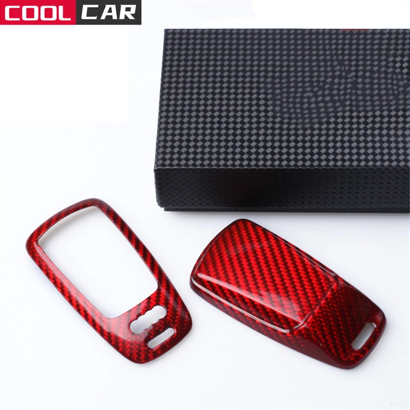 

Real Carbon Fiber Car Key Case Shell for AUDI A4 A5 Allroad B9 Q5 Q7 TT TTS Keyrings Holders Accessories Car Styling