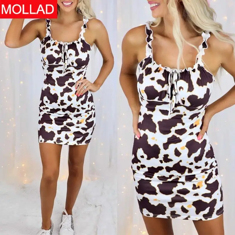 

Spot Goods 2021 European and American Summer New Women's Printed Strap Slim Slimming Dress