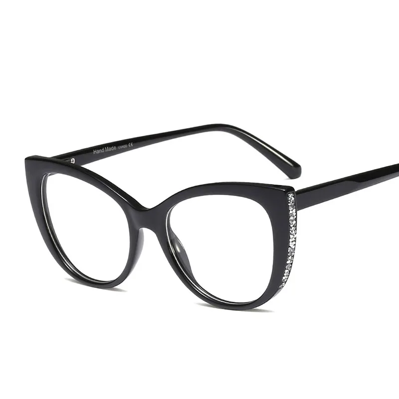 

MCLEXN Colored Rhinestones Cat Eye Glasses Frames Women Sexy Frame Brand Designer Optical EyeGlasses Fashion Eyewear