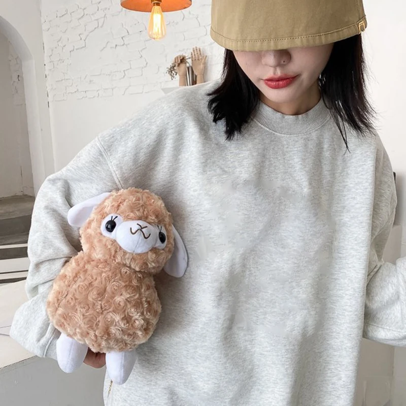 

ASDS-Fashion Winter Cute Women's Lamb Wool Shoulder Bag Cartoon Leisure Creative Alpaca Animal Messenger Bag Plush Bag