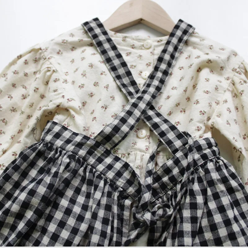 

Summer Baby Girl Cotton&linen Dress Children Kids Sleeveless Plaid Dress Korean Style Toddler Girl Long Sleeves One Piece Outfit