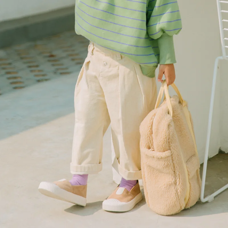 Autumn kids children solid color corduroy casual pants boys girls Grinding thicken trousers 1-6Y | Мать и ребенок