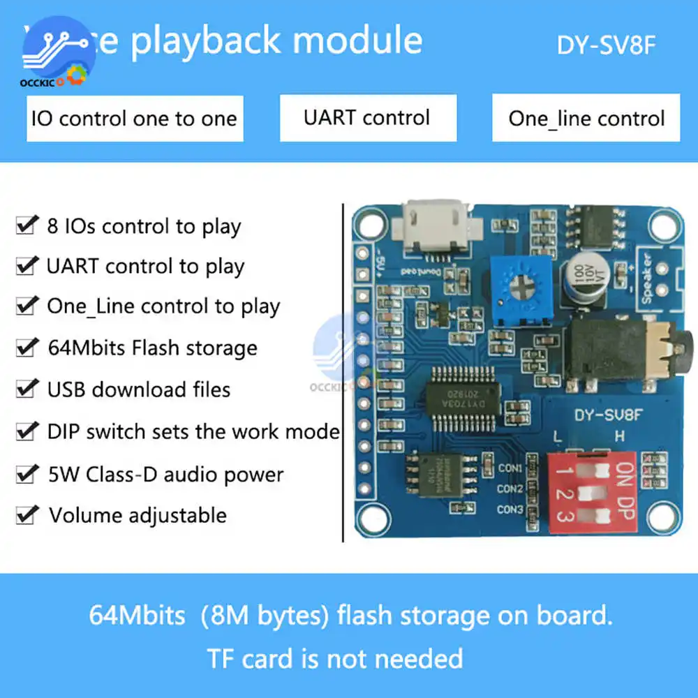 Модуль усилителя воспроизведения голоса 5 Вт MP3 музыкальный плеер DIY Kit SD/TF карта 8
