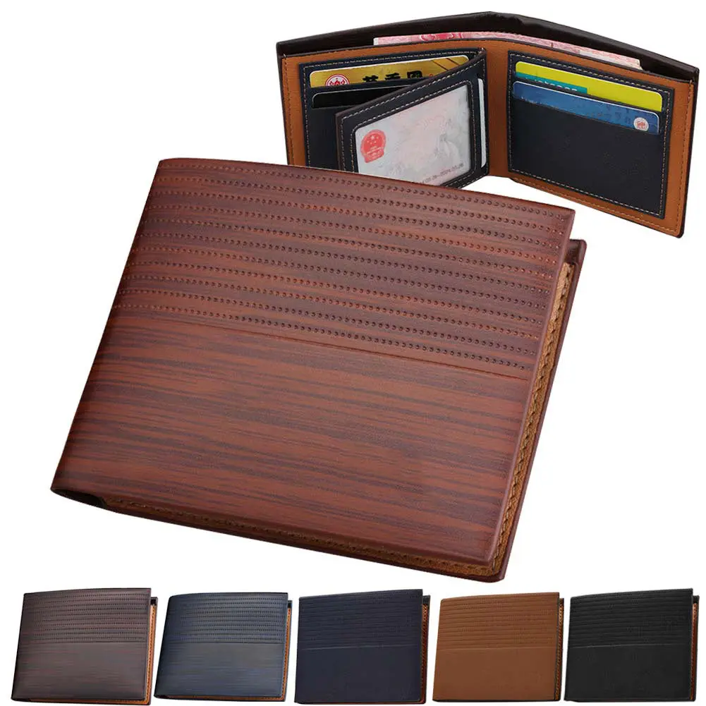 

Hot Selling Fashion Men Wallet Leather Short Purse Small Vintage Wallet Embossed Money Bag Credit Card Holders High Quality