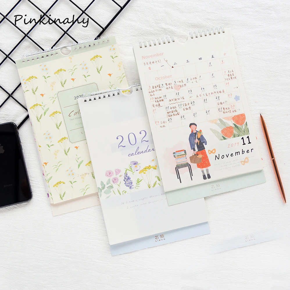 2020 девушка иллюстрация настенный календарь Еженедельный планировщик