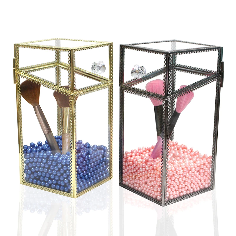 

Ретро стекло флип щетка туба красота щетка туба пыль бронзовая окантовка макияж щетка баррель коробка для хранения кистей