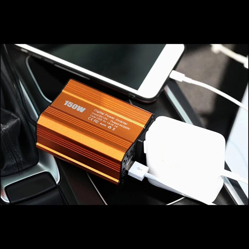 

Автомобильный преобразователь мощности, 150 Вт, 12 В до 110 В, 220 В, с двумя USB-портами