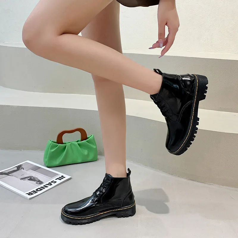 

Ladies 2021 Martin Boots Autumn British Style Side Zipper Motorcycle Ankle Boots Ladies Winter Boots Shoes