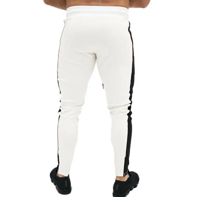 

Mens Patchwork Striped Sweatpants Casual Skinny Elastic Waist Pants Gym Training Sports