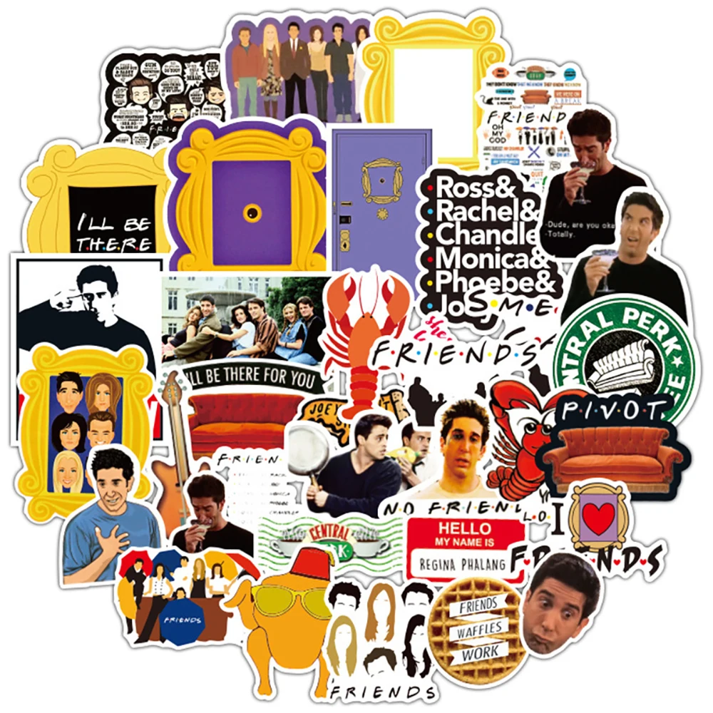 Pegatinas de serie de televisi&oacute;n Friends para monopat&iacute;n DIY, pegatina de juguete cl&aacute;sica, para guitarra, port&aacute;til, motocicleta, equipaje, 10/30/50 Uds.-0