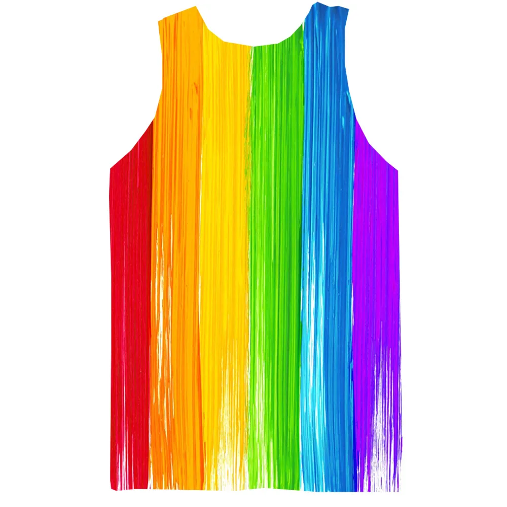 

Rainbow Tank Top For Men 3D Print Colorful Sleeveless Pattern Top Graphic Vest