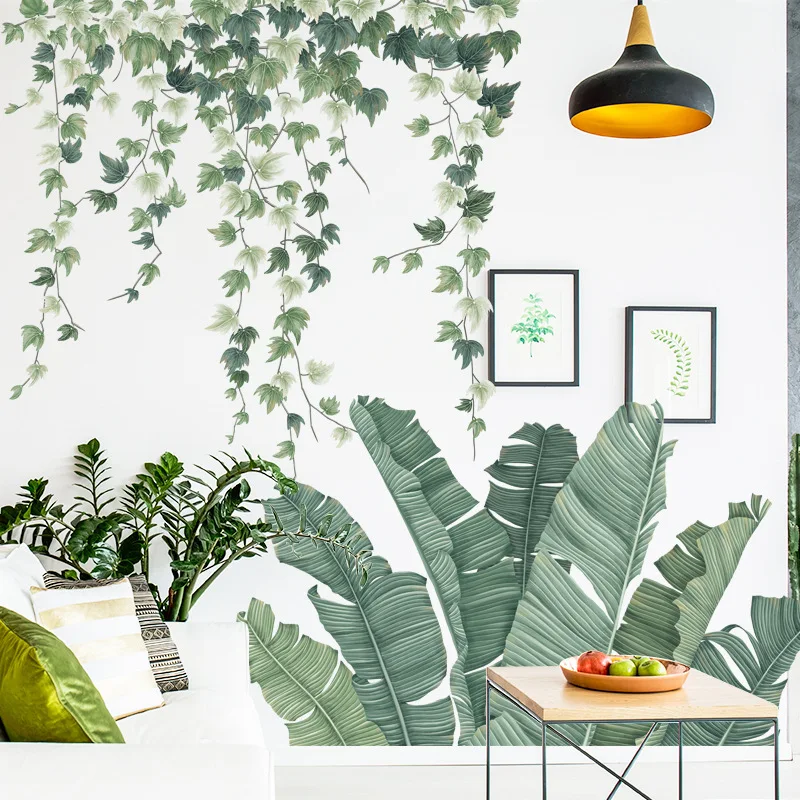 

Banana Leaf Vine Wall Stickers for Living room Bedroom Eco-friendly Vinyl Wall Decals Art Home Decor Waterproof Plants Murals