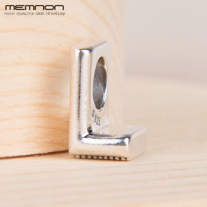 Memnon Authentic 925 Silver letter L charms sterling silver alphabet charm fit beads Bracelet DIY gift for women fine jewely | Украшения и