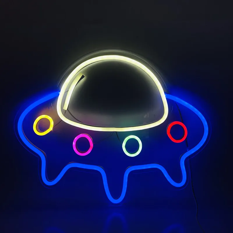 

Acrylic Neon Light Sign Alien Spaceship Planet Shaped Game Night Lamp for Kids Bedroom Xmas Party Holiday Wedding Art Home Decor