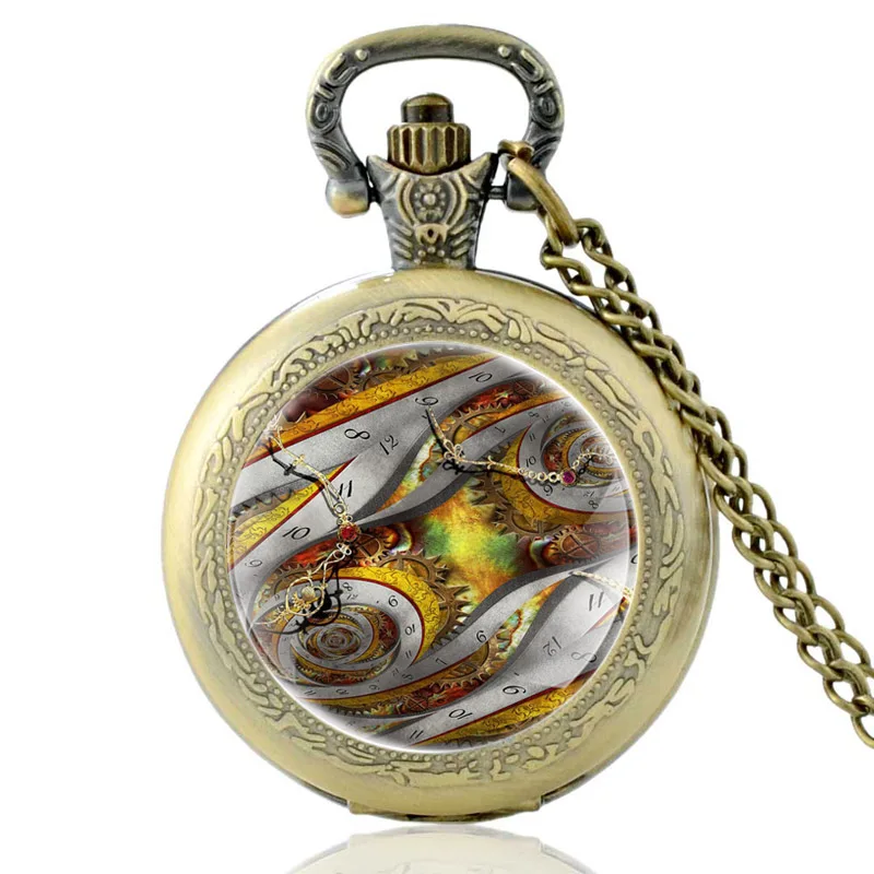 Ретро стиль стимпанк винтажные кварцевые карманные часы стеклянный