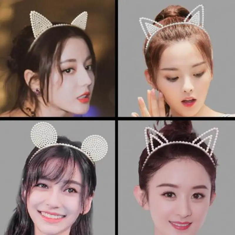 Повязка на голову с кошачьими ушками для девочек модный аксессуар волос