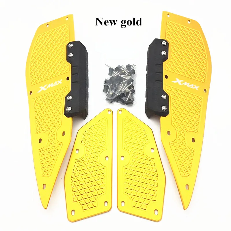 New gold Модифицированный мотоцикл CNC алюминий XMAX Расслабление ног колодки для ног защита ноги для yamaha xmax 300 xmax 250 - Цвет: New gold