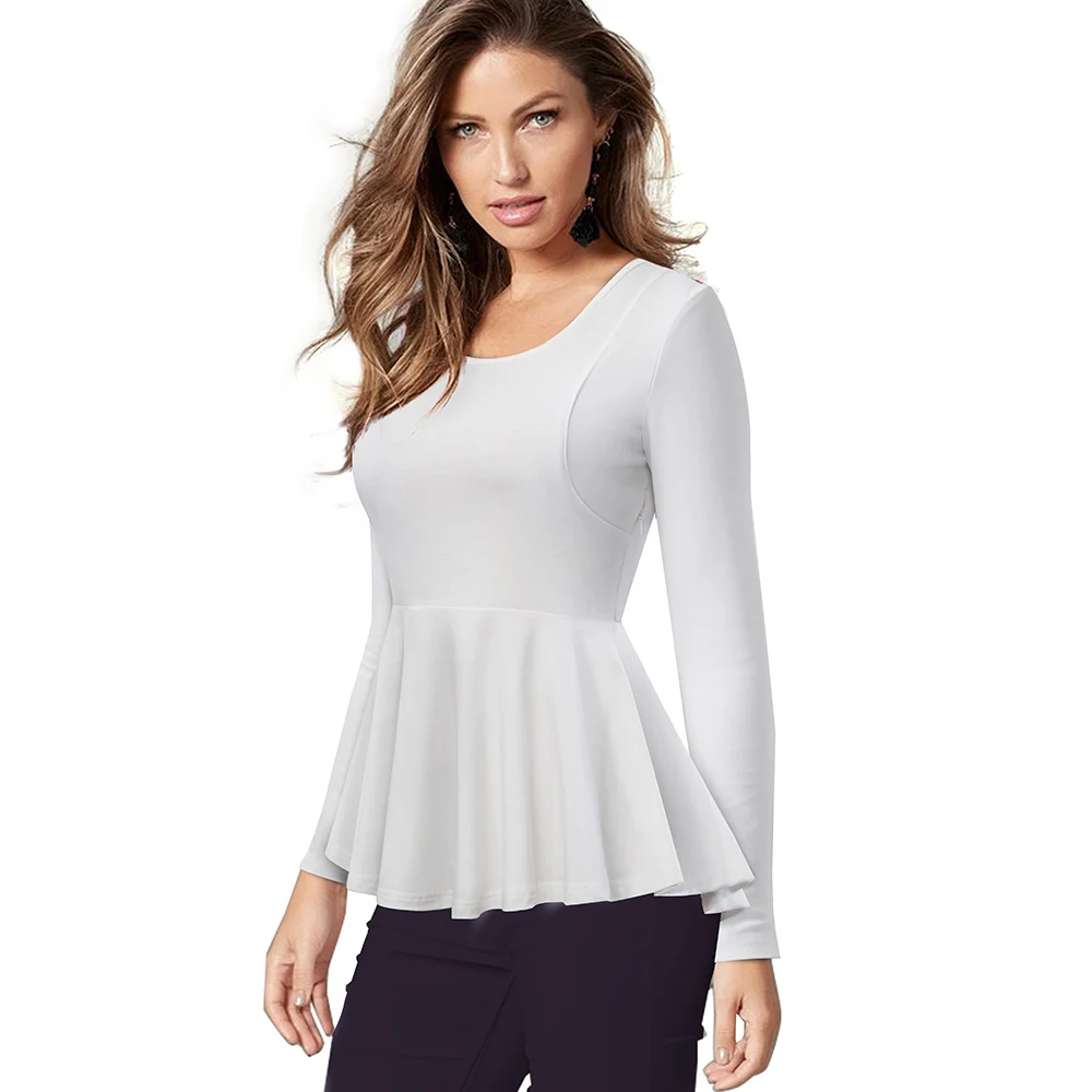 White long Sleeve Женская Т-образная майка с лямками Nice-forever, летняя, повседневная и облегающая майка черного или белого цвета с баской, открытыми плечами и асимметричным подолом,T041 - Цвет: White long Sleeve