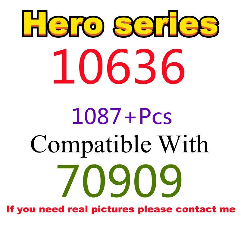

1087Pcs 10636 Building Block Toy Hero Series 70909 Assembled Building Block Children's Toy Gifts