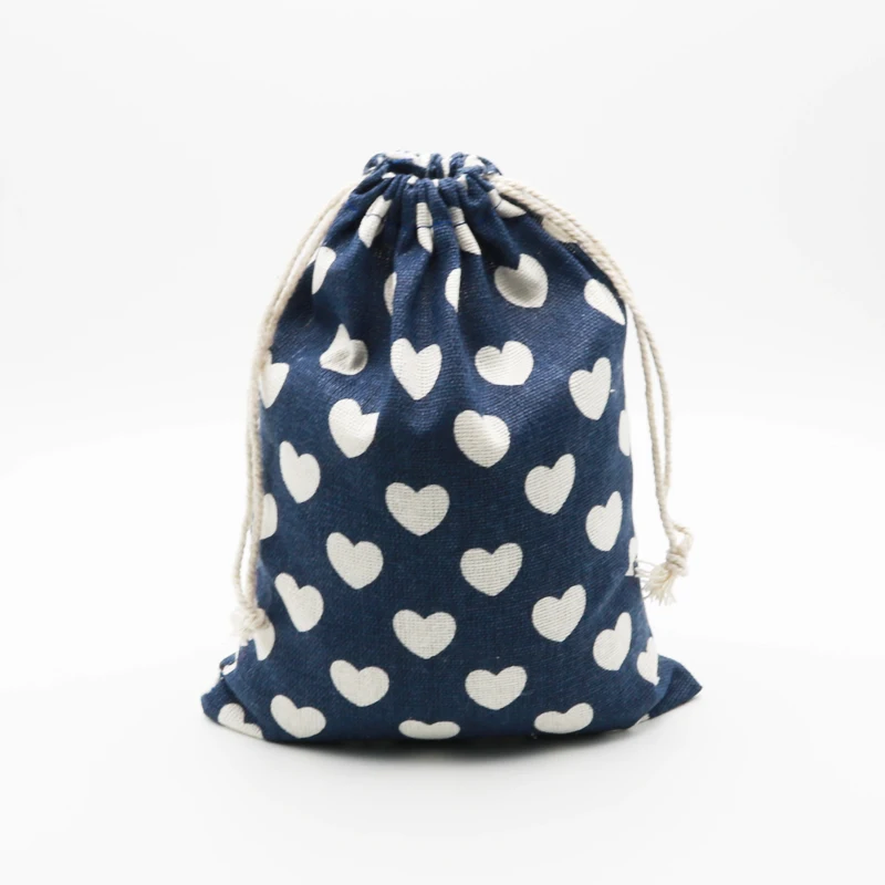 Heart Blue Linen Gift Pouches Jewelry Sack 8x10cm 9x12cm 11x14cm 13x17cm pack of 50 Party Candy Bags | Украшения и аксессуары