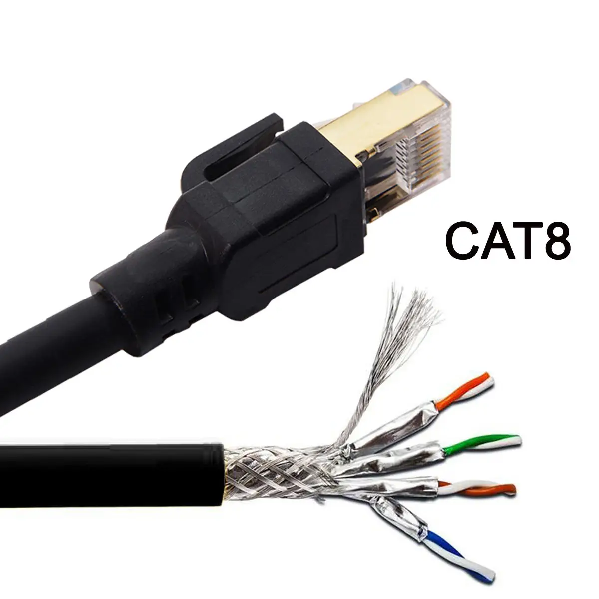 Jimier Cat8 RJ45 сети Ethernet Lan кабель со штыревыми соединителями на обоих концах для