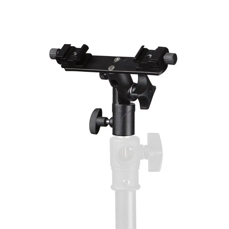 

Double Hot Shoe Flash Umbrella Holder Light Stand Speedlight Bracket Mount for Photo Video Photography DSLR Camera