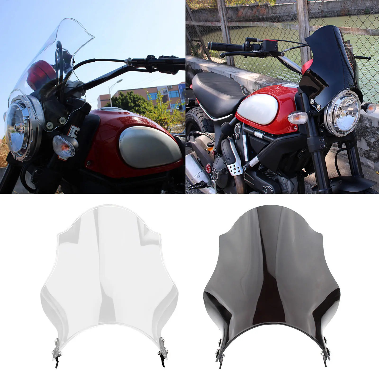 

Motorcycle Motorbike Windshield Windscreen Deflector Spoiler for DUCATI SCRAMBLER 800 2015-2020