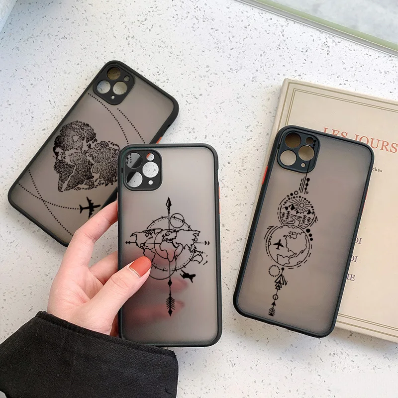 Popular World Map Travel Airplane Phone Case For iphone 13 14 11 12 Pro Max 7 8 Plus SE2 X XR XS MAX Back Hard Shockproof Cover