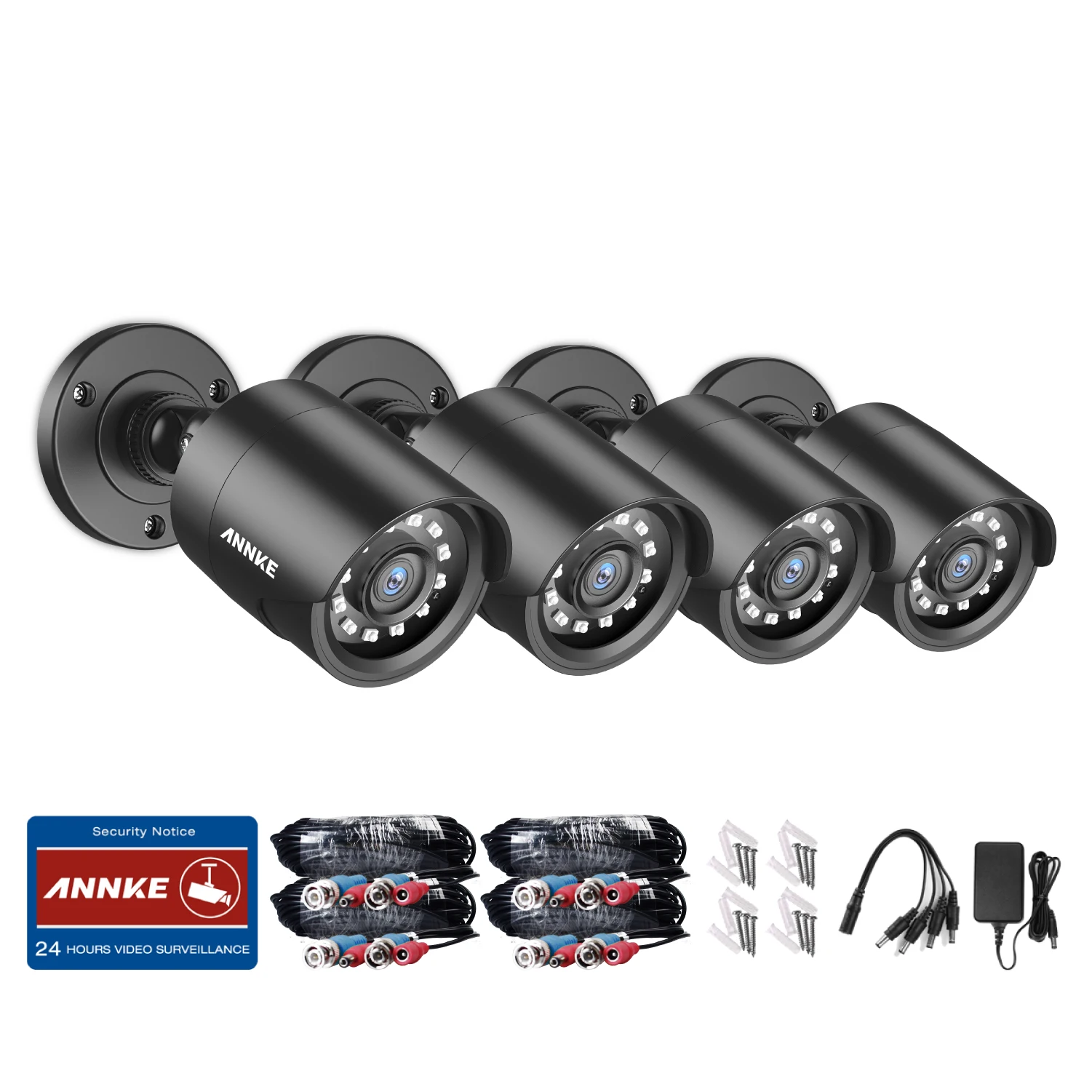 ANNKE 4 шт 1080P камера наблюдения s 2MP IP66 Водонепроницаемая камера видеонаблюдения для помещений и улицы Комплект ночного видения 30 м с Умной ИК-камерой
