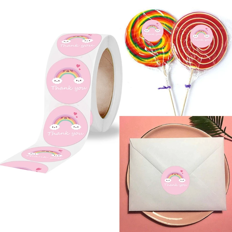

W3JF 500 Pcs/Roll Kids Children Baby Cartoon Happy Birthday Round Sticker Labels for Scrapbooking Cards Envelopes Party Decor