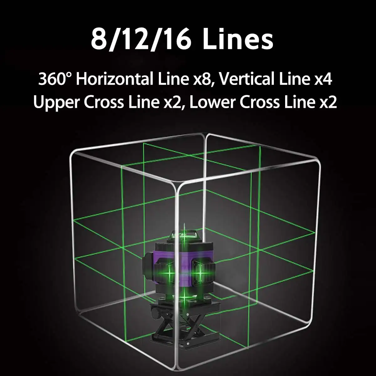 

Laser Level 8/12/16 Lines 2/3/4D Self-Leveling 360 Horizontal Vertical Cross Green Laser Beam Line Build Measuring Tools