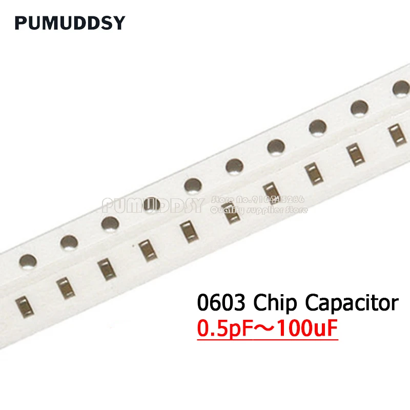 

100pcs 0603 SMD Chip Multilayer Ceramic Capacitor 0.5pF - 22uF 10pF 22pF 100pF 1nF 10nF 15nF 100nF 0.1uF 1uF 2.2uF 4.7uF 10uF