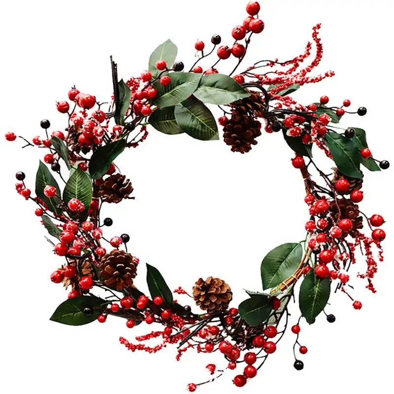 Новинка 2019 модный Рождественский венок с красными ягодами подвесные