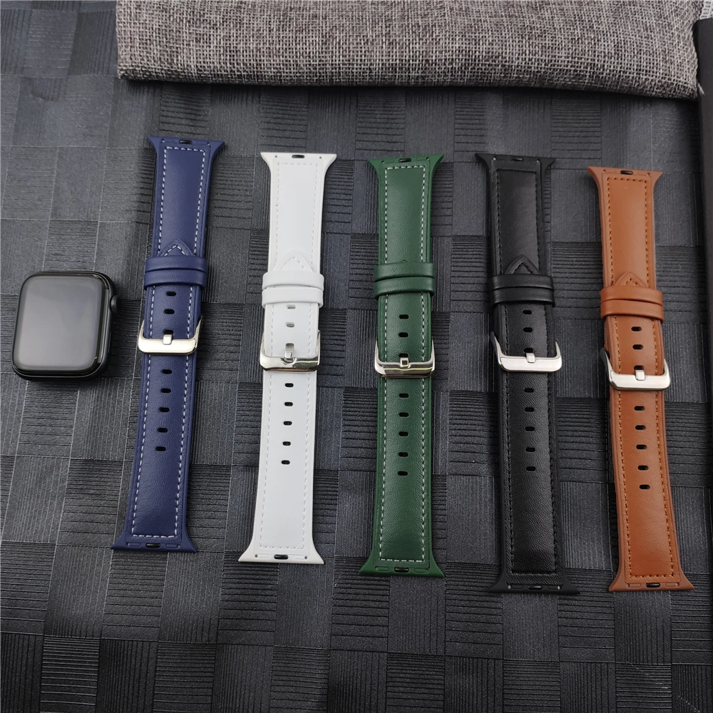 

Correa for apple watch se band 44mm 40mm leather with silicone Hybrid Design Sport strap for iwatch 6 5 4 3 42mm 38mm bands