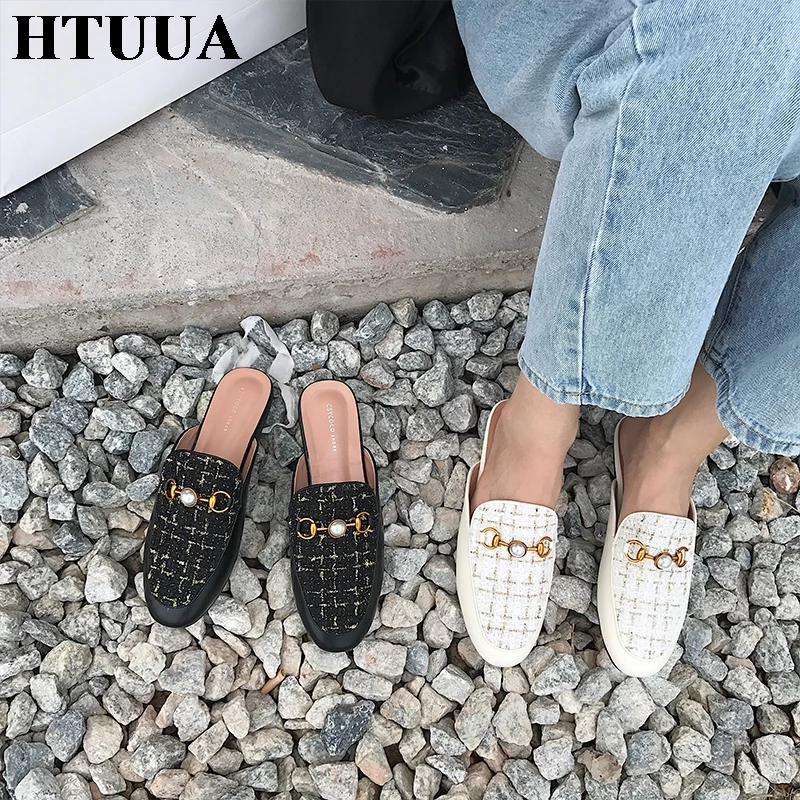 HTUUA/2019 женские сабо балетки на плоской подошве Лоферы без застежки модные