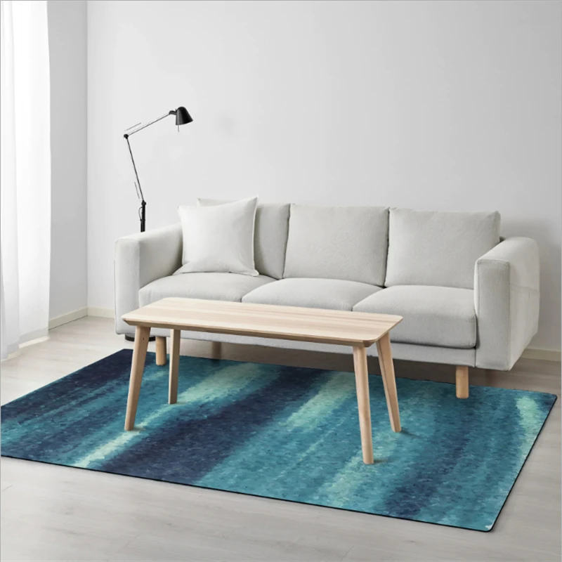 Коврики в скандинавском стиле с абстрактным рисунком синюю полоску нескользящие