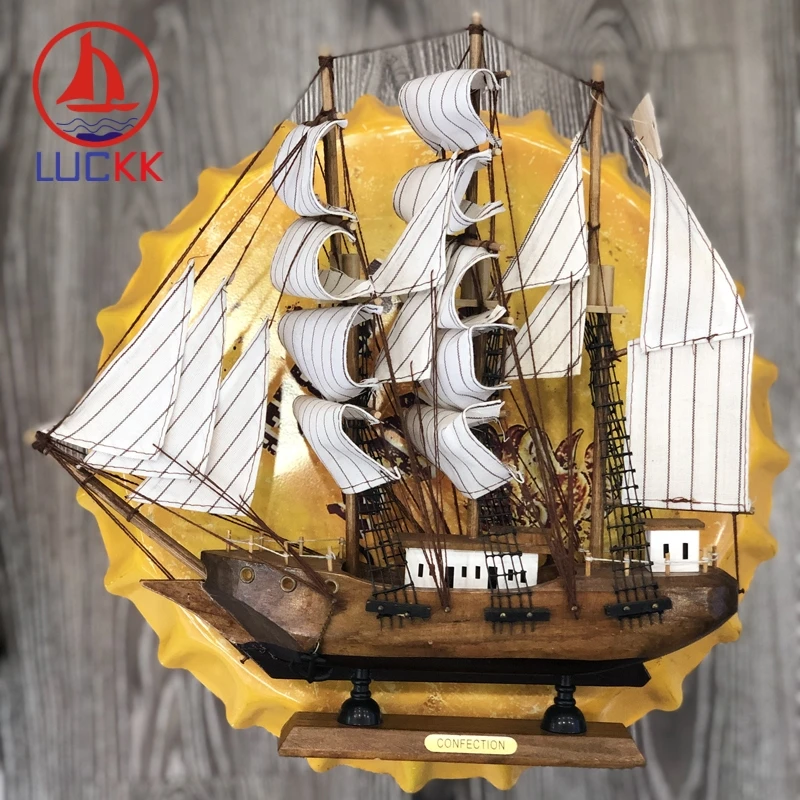 LUCKK 33 см морская винтажная ручная судовая статуэтка украшение деревянные ретро