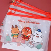 cartoon christmas pvc file bag pencil case file folder documents filling bag office school suppllies stationery bag