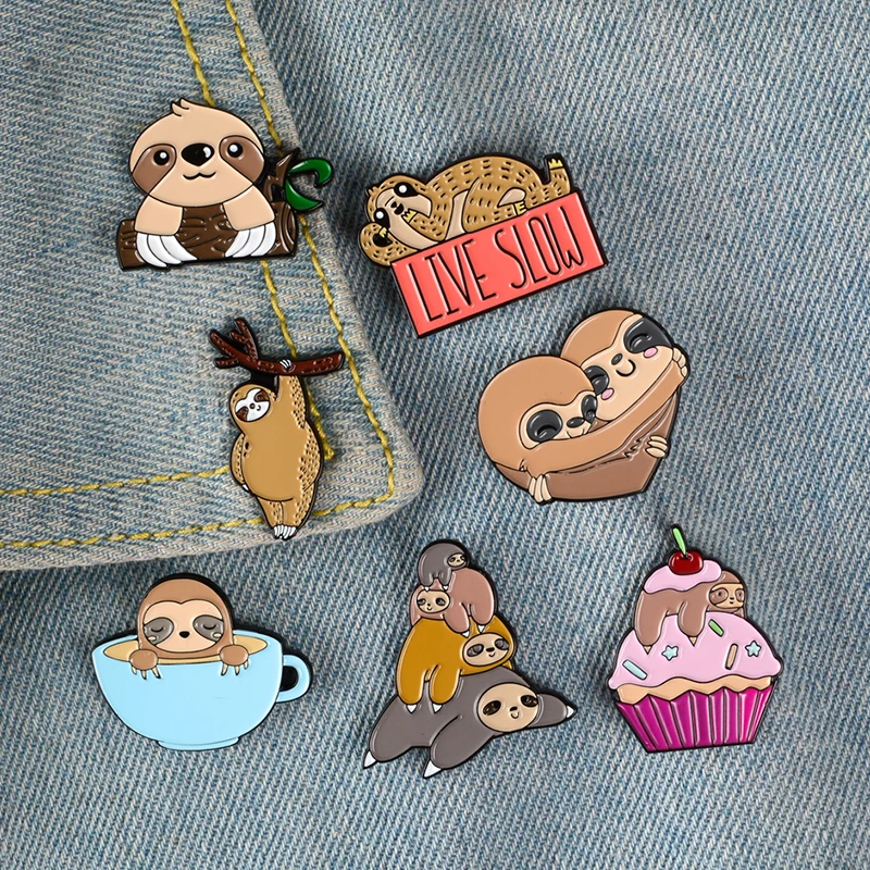 

Cute Sloth Koala Zoo Enamel Pin Lazy Animal Family Happy Life Brooches Cartoon Metal Badges for Kids Friend Clothes Lapel pin