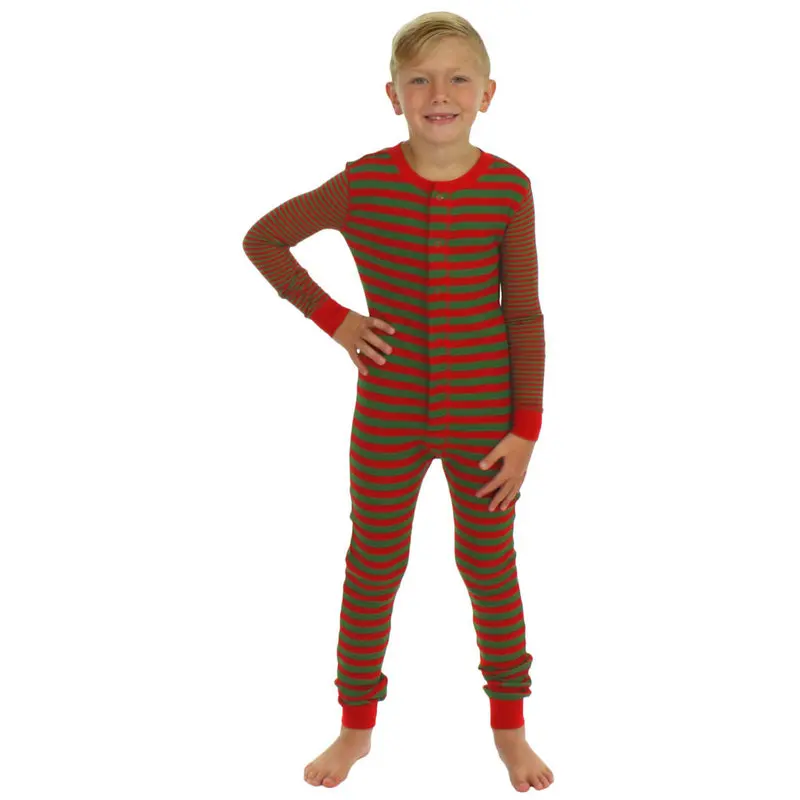 2019 Рождественский семейный комбинезон рождественские пижамы в полоску с