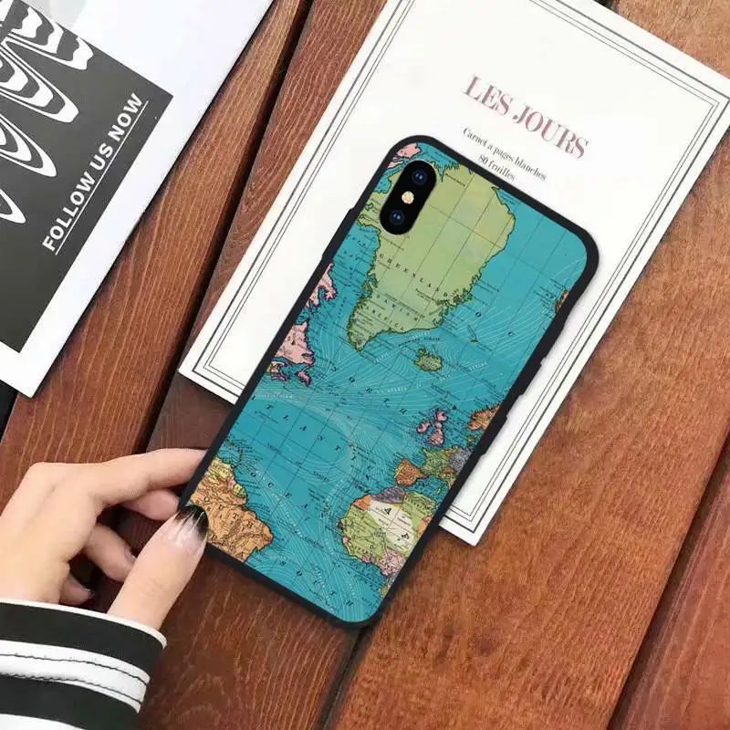 

world map Poster pattern Phone Case for iPhone 11 12 mini pro XS MAX 8 7 6 6S Plus X 5S SE 2020 XR