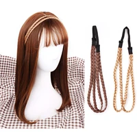 2pcs braided headbands simulation synthetic hair plaited headband elastic hair band braid headwear girls hair scrunchy headbands
