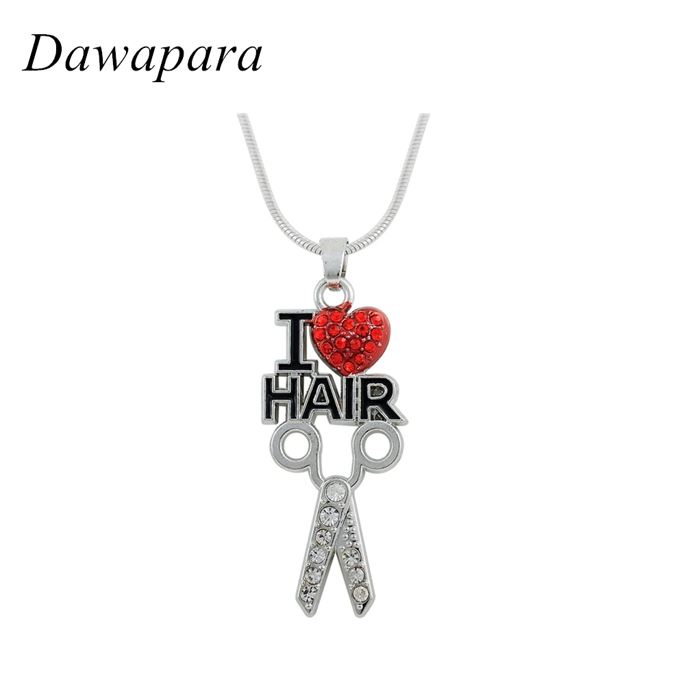 Dawapara I Love Hair Drill кристаллическая подвеска ожерелья подвески с символом стрижки