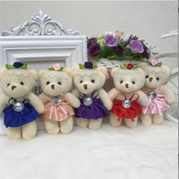 12pcs per lot 12cm 9 colors bear plush toys mini teddy bear dolls small gift for party wedding present pendant cute teddy doll