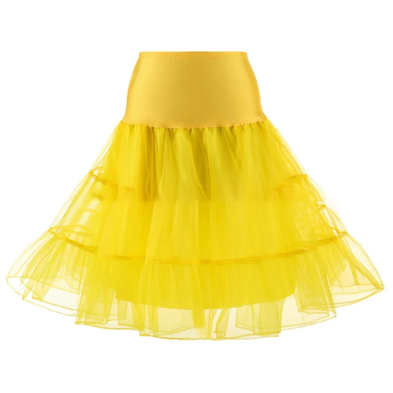 

Women 50s Vintage Tulle Flared Petticoat Solid Color Half Slip Tutu Underskirt AXYD