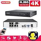 Сетевой видеорегистратор XMeye, 4 канала, 4K, POE, NVR, система распознавания лиц H.265, 1 жесткий диск, 247, записывающая IP камера NVR, P2P