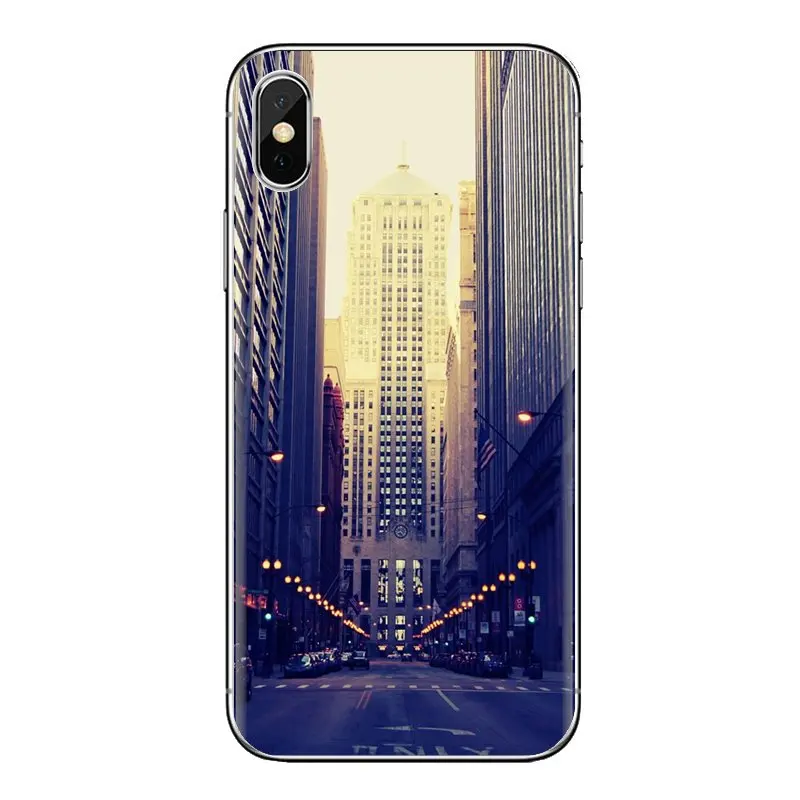 Прозрачный чехол из ТПУ для iPod Touch Apple iPhone 4 4S 5 5S SE 5C 6 6S 7 8 X XR XS Plus MAX Chicago City airview Night |